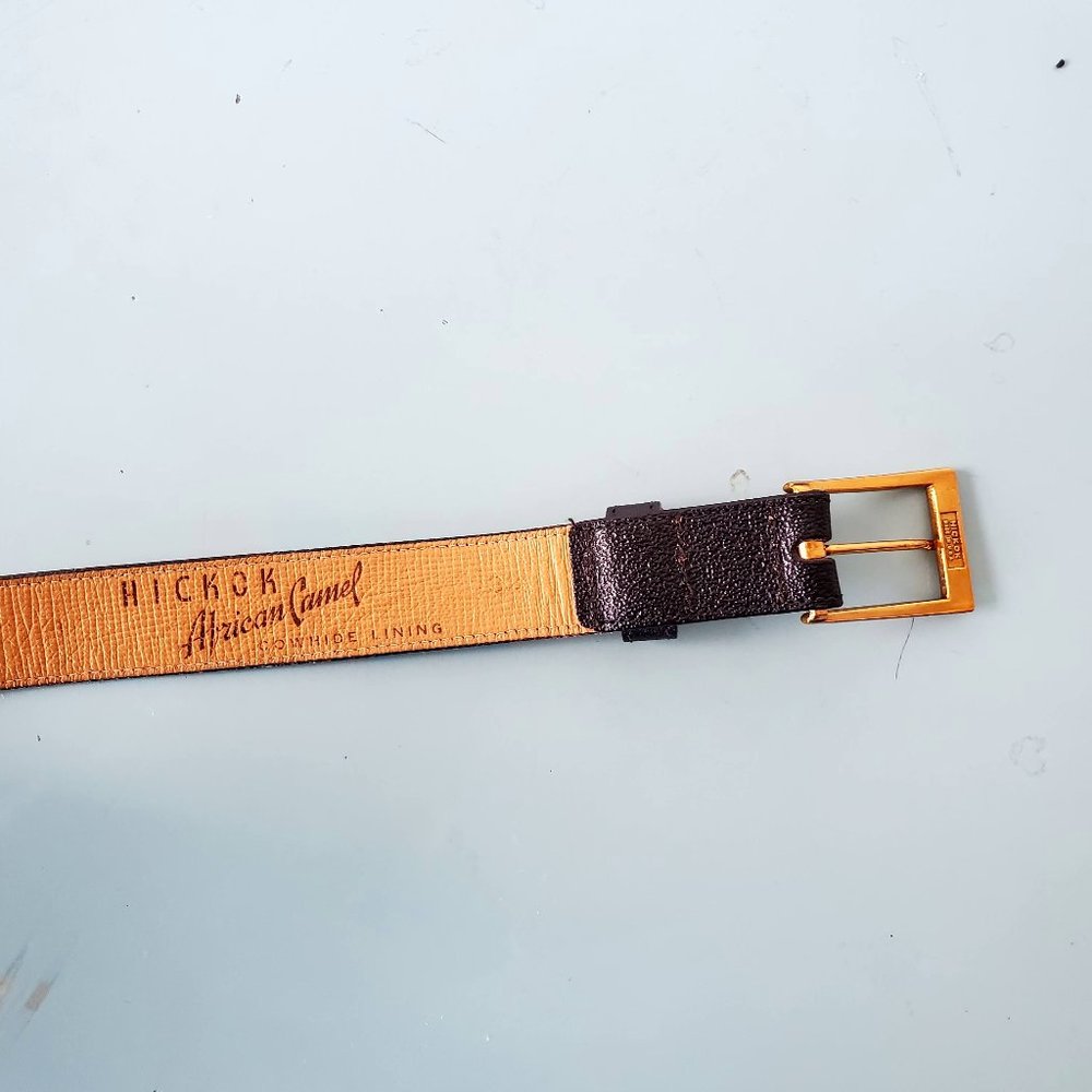 Hikock Vintage 40s 50s Black American Camel Leather Belt Mens Size 32 1"wide - Picture 5 of 6